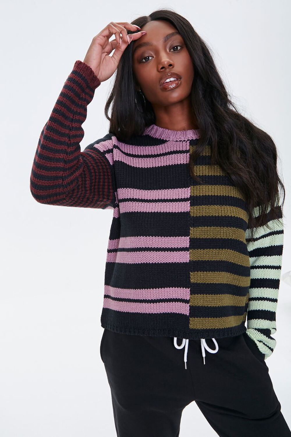 GREEN/MULTI Reworked Striped Sweater, image 1