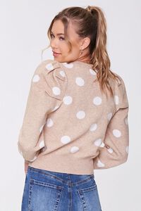 TAN/IVORY Polka Dot Ruched Sweater, image 3