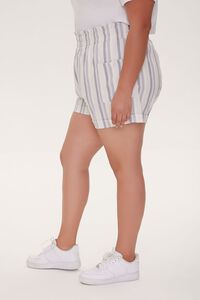 BLUE/MULTI Plus Size Striped Paperbag Shorts, image 3