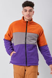 ORANGE/PURPLE Fleece Colorblock Jacket, image 5