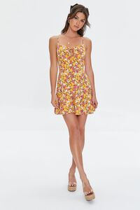 TAN/MULTI Floral Print Cami Mini Dress, image 4