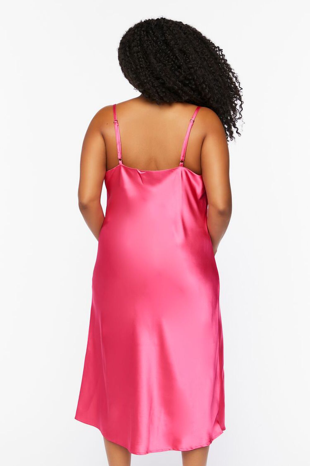 Plus Size Satin Slip Midi Dress, image 3