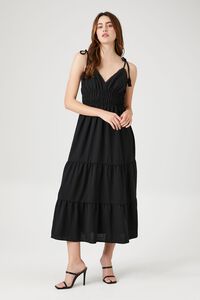 BLACK Crochet-Trim Tassel Midi Dress, image 1
