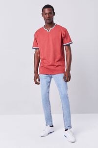 RED Varsity Striped Notched-Neck Tee, image 4