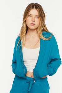BLUE French Terry Zip-Up Hoodie, image 1