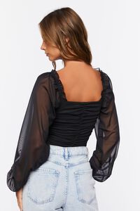 BLACK Ruched Sweetheart Crop Top, image 3