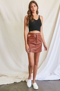 CHOCOLATE Faux Leather Cutout Mini Skirt, image 5