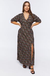 BLACK/MULTI Plus Size Floral A-Line Maxi Dress, image 4