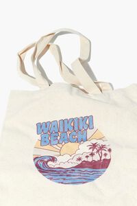 NATURAL/MULTI Waikiki Beach Graphic Tote Bag, image 2