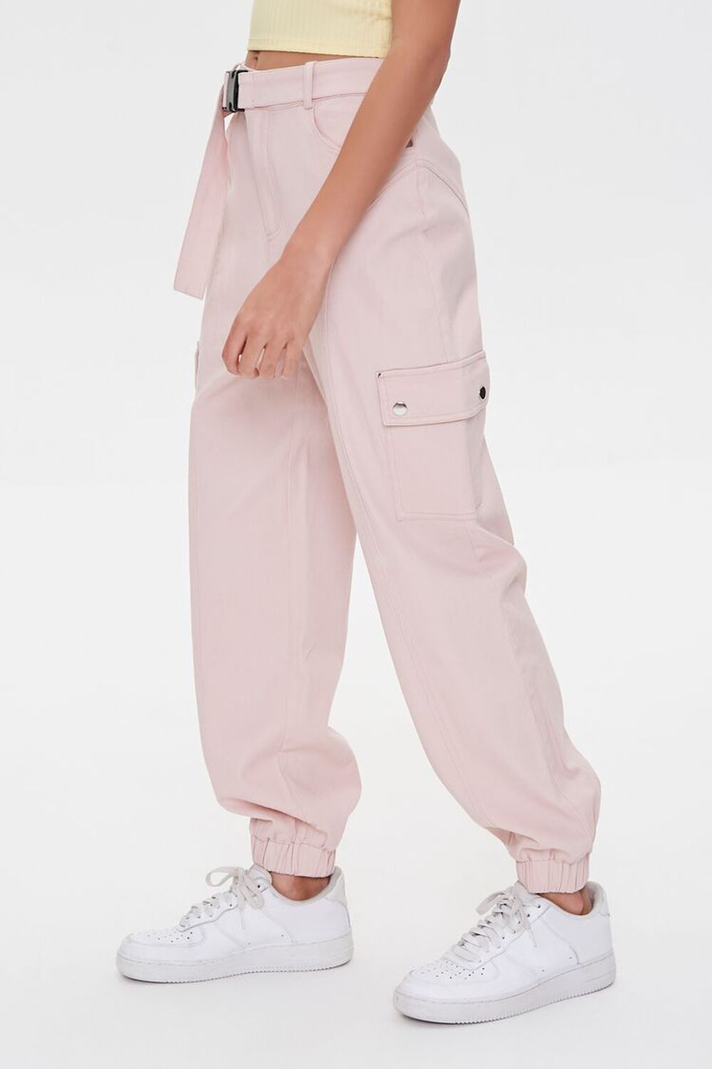 DUSTY PINK Belted Cargo Joggers, image 3