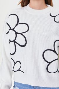 CREAM/BLACK Embroidered Floral Print Sweater, image 5