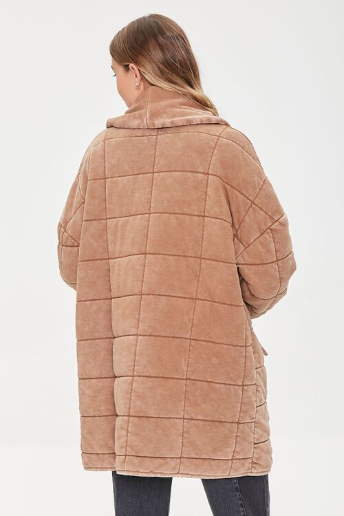 TAUPE Quilted Longline Jacket, image 3