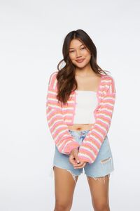 PINK ICING/MULTI Striped Cropped Cardigan Sweater, image 1