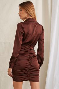 BROWN Satin Ruched Dress, image 3