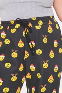 BLACK/YELLOW Plus Size Holiday Happy Face Joggers, image 5