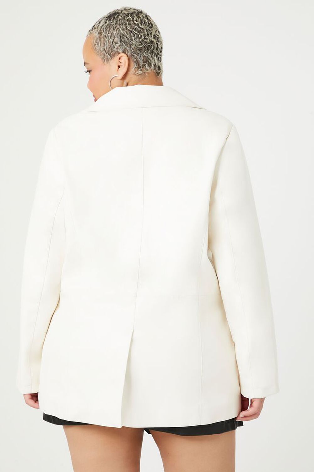 WHITE Plus Size Faux Leather Blazer, image 3