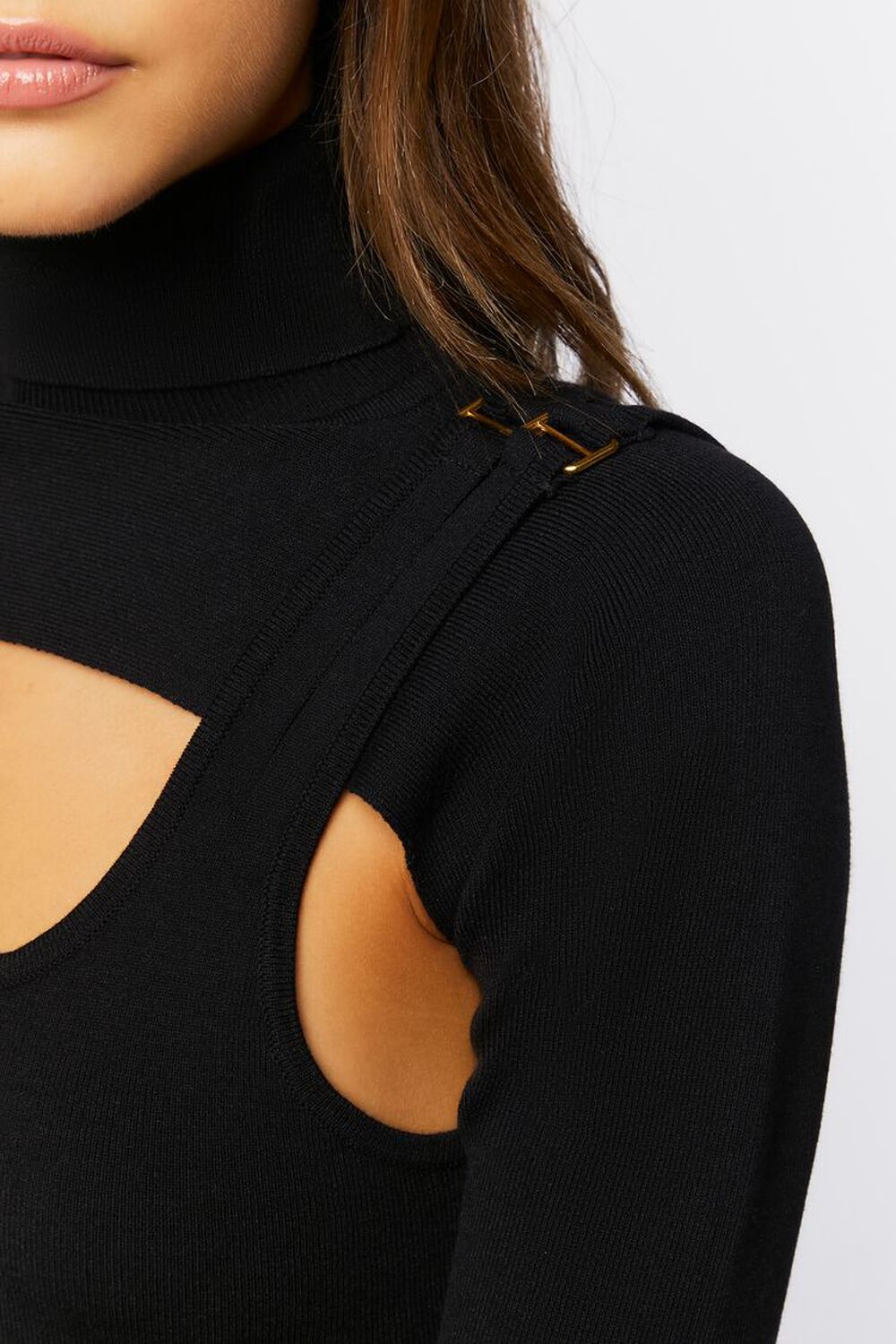 Turtleneck Combo Sweater-Knit Top