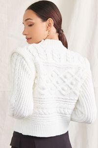 WHITE Pom Pom Cable Knit Sweater, image 3
