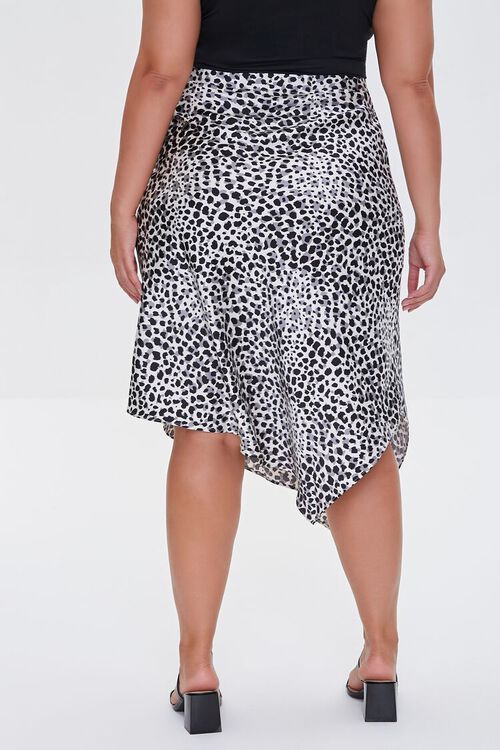 BLACK/MULTI Plus Size Leopard Print Slip Skirt, image 4