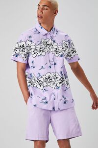 PURPLE/WHITE Tropical Floral Print Shirt, image 6