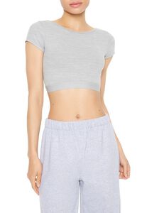 HEATHER GREY Seamless Scoop-Back Cropped Tee, image 1