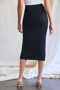 BLACK Seamless Ribbed Midi Skirt, image 4