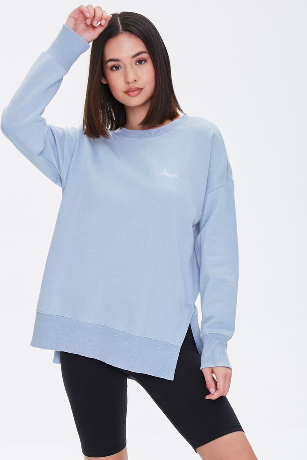 BLUE Embroidered Love Pullover, image 1