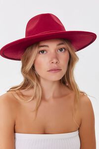 RED/RED Pinched  Velvet-Trim Fedora, image 1