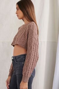 TAUPE Cropped Cable Knit Sweater, image 2