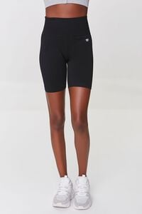 BLACK Active Seamless High-Rise Biker Shorts, image 2