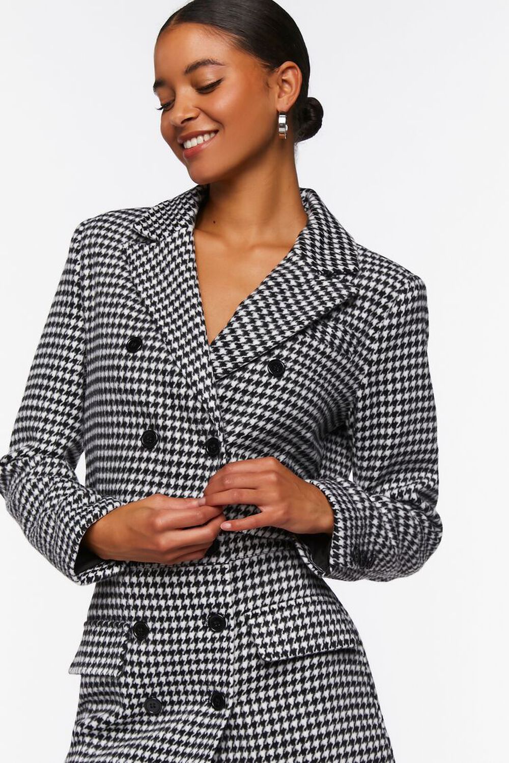 Houndstooth Double-Breasted Blazer, image 1