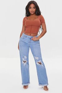 RUST Ribbed Inverted-Seam Crop Top, image 4