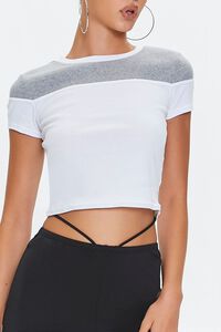 WHITE/HEATHER GREY Cropped Colorblock Tee, image 5