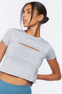 HEATHER GREY Active Cutout Cropped Tee, image 1