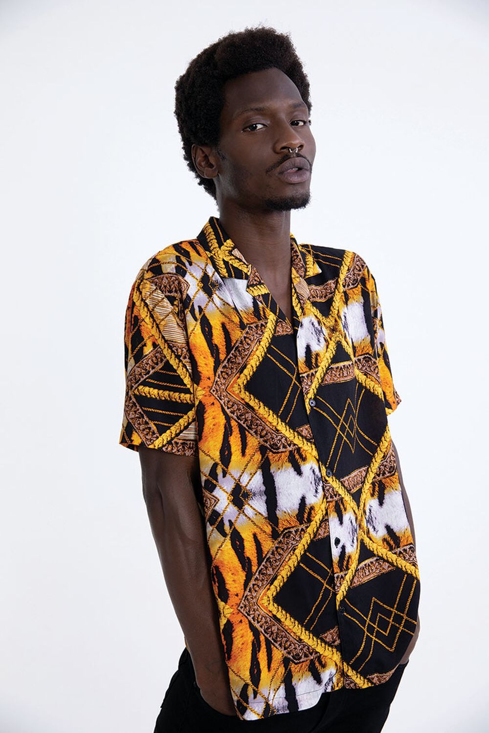 BLACK/MULTI Ornate Tiger Print Shirt, image 1
