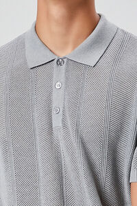 GREY Ribbed Textured Polo Shirt, image 5
