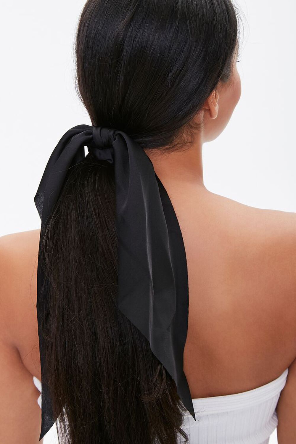 BLACK Woven Bow Scrunchie, image 1