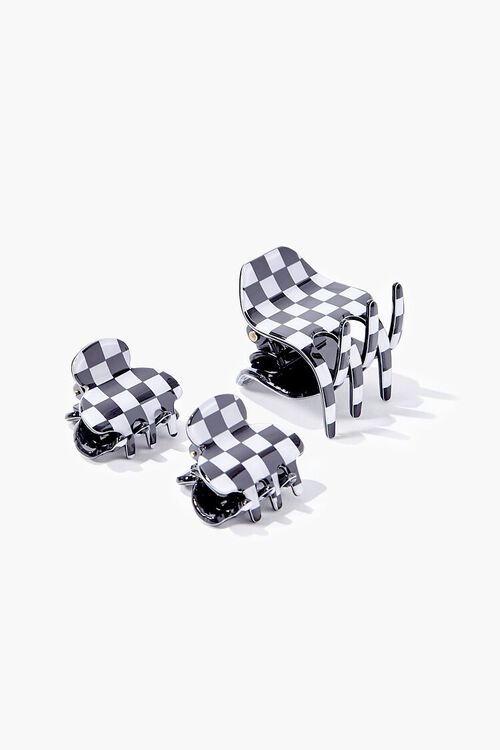 BLACK Checkered Hair Clip Set, image 1