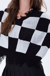BLACK/WHITE Checkered Sharkbite Sweater, image 2