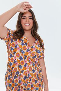 ORANGE/MULTI Plus Size Floral Print Shirt, image 6