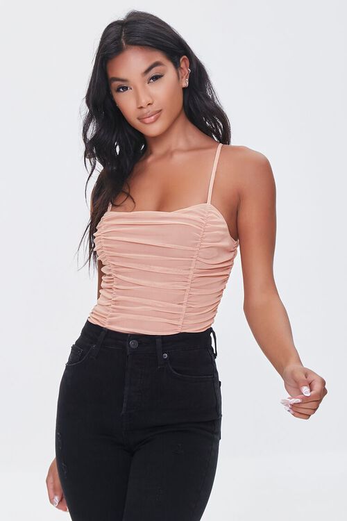NUDE Ruched Mesh Bodysuit, image 1