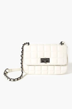 Faux Patent Leather Quilted Crossbody Bag