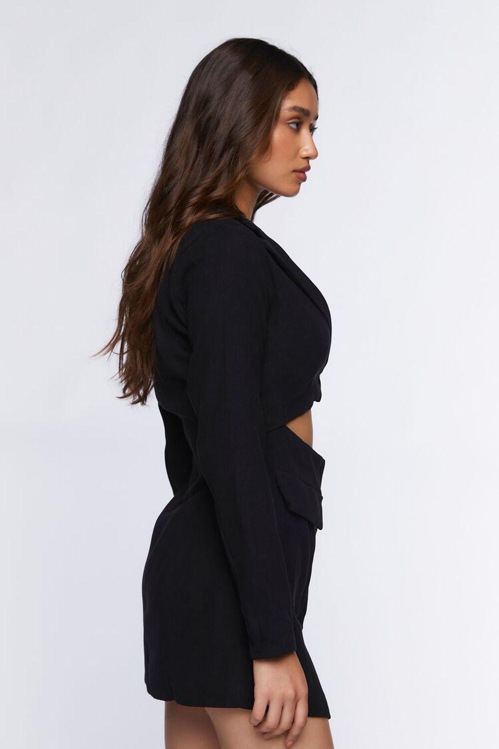BLACK Twill Cutout Blazer Mini Dress, image 2
