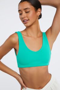 GREEN Ribbed Cropped Tank Top, image 1