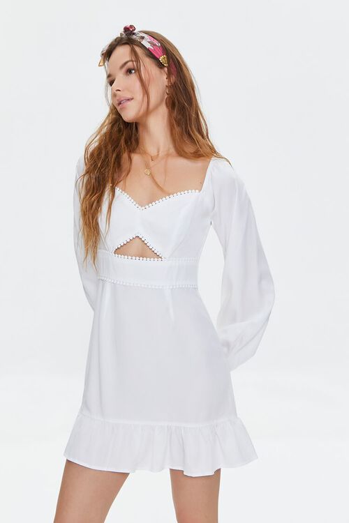 WHITE Pom Pom Cutout Mini Dress, image 2