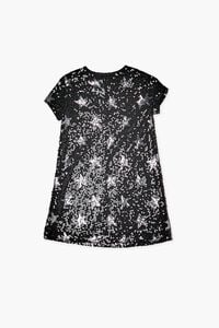 BLACK/SILVER Girls Star Sequin T-Shirt Dress (Kids), image 2