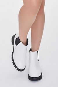 WHITE Faux Leather Chelsea Booties (Wide), image 4