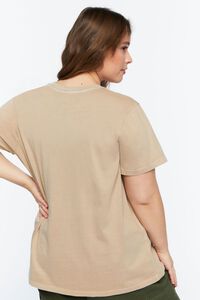 TAUPE/WHITE Plus Size Emotionally Drained Graphic Tee, image 3