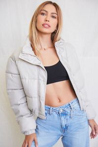 BEIGE Quilted Puffer Jacket, image 1