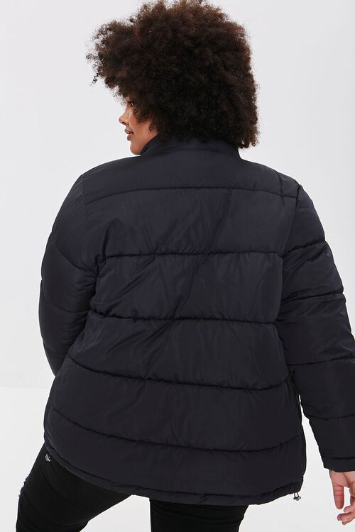 BLACK Plus Size Zip-Up Puffer Jacket, image 4